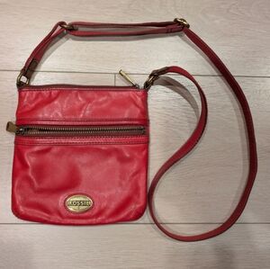 Vintage Fossil Red Crossbody Bag